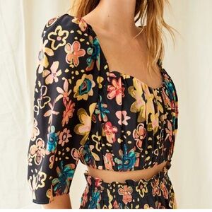 LE fou silk samba blouse black floral 4